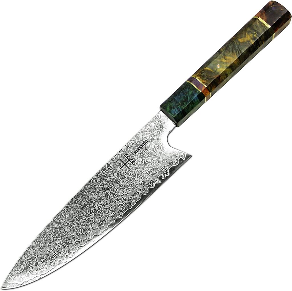 The Hajegato Damascus Chef's Knife Gyuto, Professional quality Japanese chef Knife