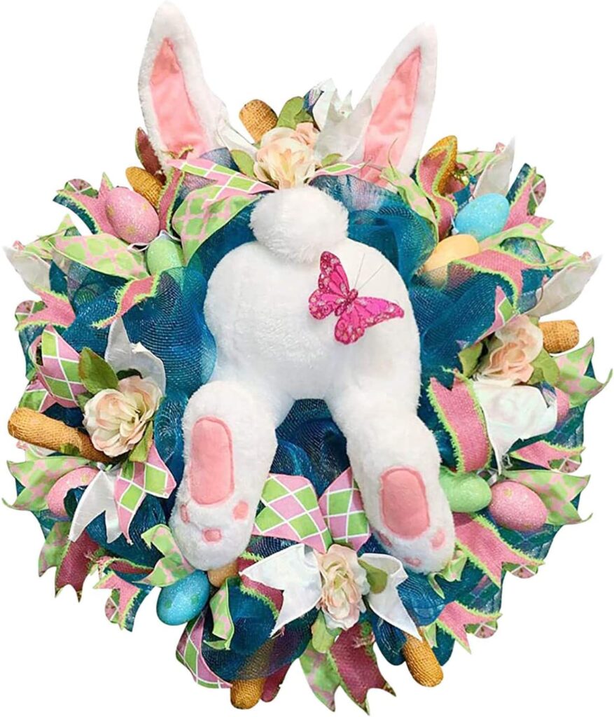 Easter Wreath Rabbit Spring Bunny wreath Front Door, easter gifts, easter gifts for kids, alternative easr gifts