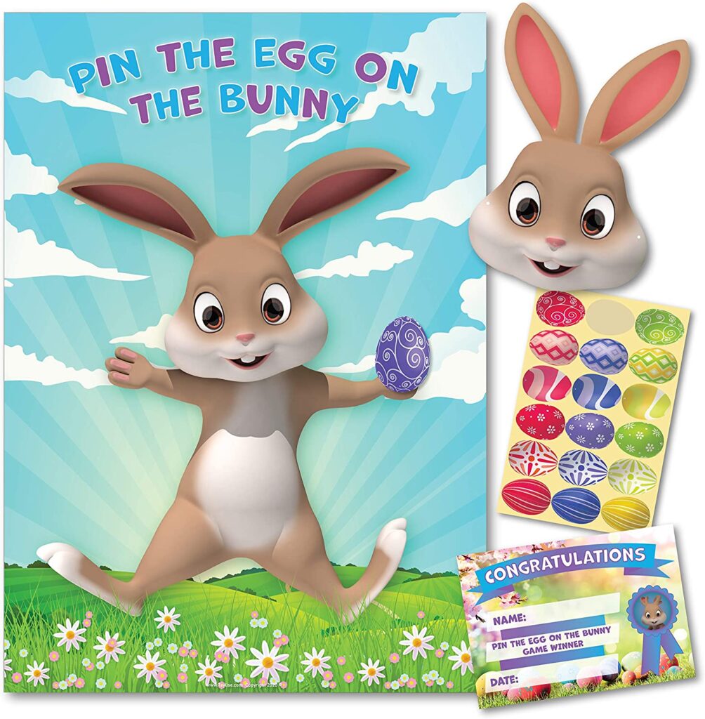 PIN THE EGG ON THE BUNNY, easter gifts, easter gifts for kids, yesco easter eggs, Fun Easter Party Game – 18 Player - Play with family, kids, school children over the Easter Holidays or ideal Easter Decoration Accessories